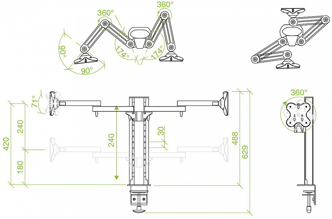 Кронштейн ErgoFount BTFS-202DC для 2 мониторов 24" (Steel) купить в интернет-магазине icover