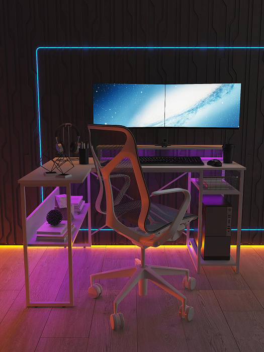 Стол компьютерный угловой лофт Ridberg TEXAS (White) купить в интернет-магазине icover