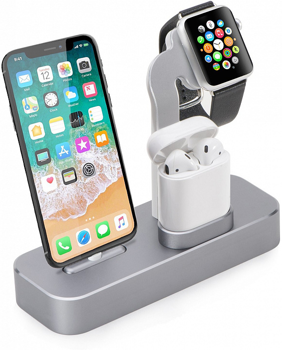 Док-станция COTEetCI Base19 (CS7201-GY) для Apple Watch/iPhone/AirPods (Space Gray) купить в интернет-магазине icover