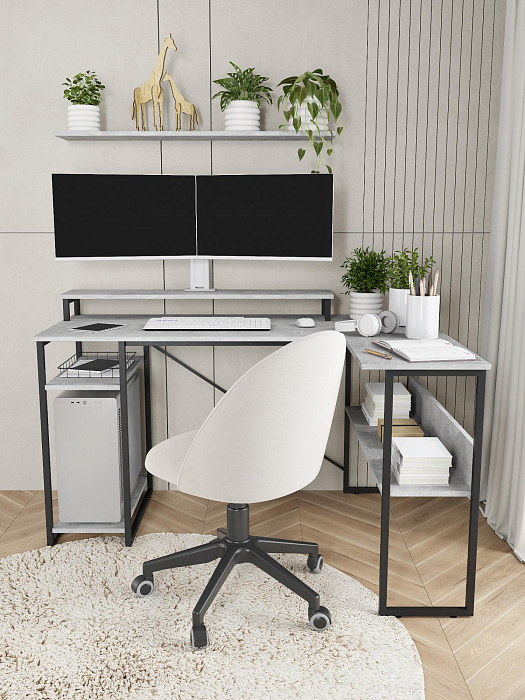 Стол компьютерный угловой лофт Ridberg TEXAS (Rock/Black) купить в интернет-магазине icover