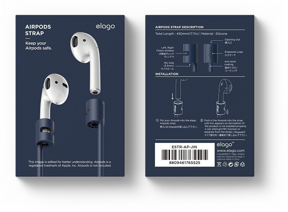 Держатель Elago Strap (ESTR-AP-JIN) для AirPods (Jean Indigo) купить в интернет-магазине icover