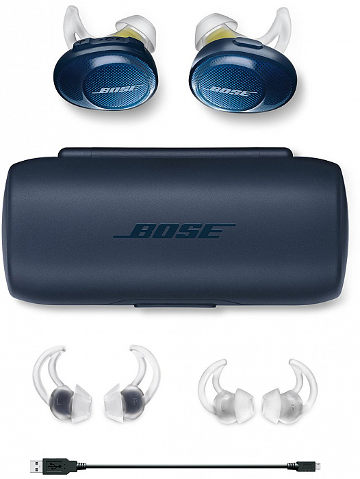 Bluetooth-наушники Bose SoundSport Free с микрофоном (Midnight Blue/Citron) купить в интернет-магазине icover