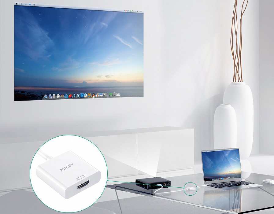 Адаптер Aukey CB-C01 USB-C 3.1 to HDMI (White) купить в интернет-магазине icover