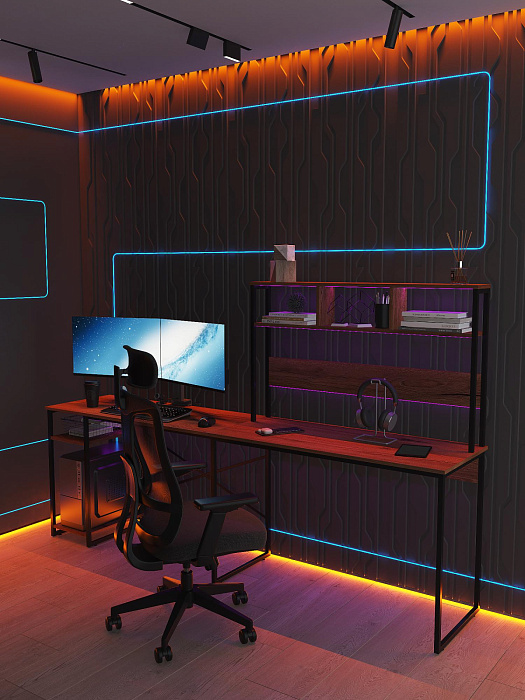 Стол компьютерный угловой лофт Ridberg ALASKA (Dark Oak/Black) купить в интернет-магазине icover