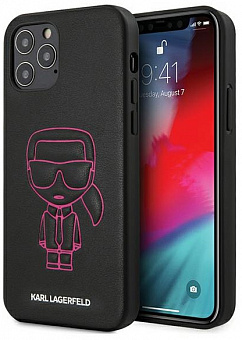 Чехол Karl Lagerfeld Ikonik Outline (KLHCP12MPCUIKPI) для iPhone 12/iPhone 12 Pro (Black/Pink)