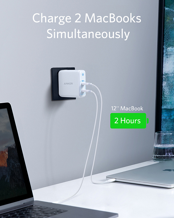 Сетевое зарядное устройство Anker PowerPort Atom III Duo USB-С (A2629H21) купить в интернет-магазине icover