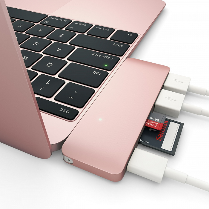 USB-хаб Satechi Combo Hub USB Type-C ST-TCUPR (Rose Gold) купить в интернет-магазине icover
