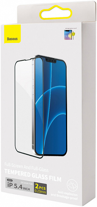 Защитное стекло Baseus Curved Crack-resistant edges 0.23 (SGQP020001) для iPhone 13 mini (Black) купить в интернет-магазине icover