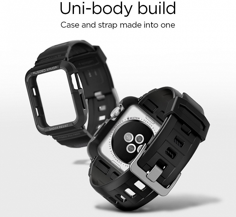 Чехол с ремешком Spigen Rugged Armor Pro для Apple Watch series 7/SE/6/5/4 45mm/44mm (Black) купить в интернет-магазине icover