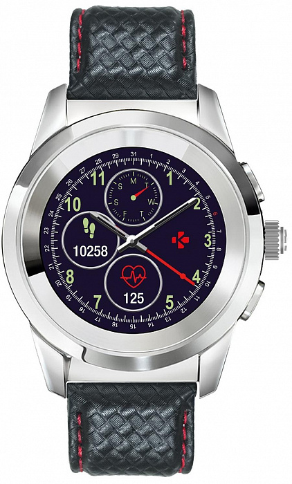Смарт-часы MyKronoz ZeTime Original Regular (Silver/Black Carbon Red Stitching) купить в интернет-магазине icover