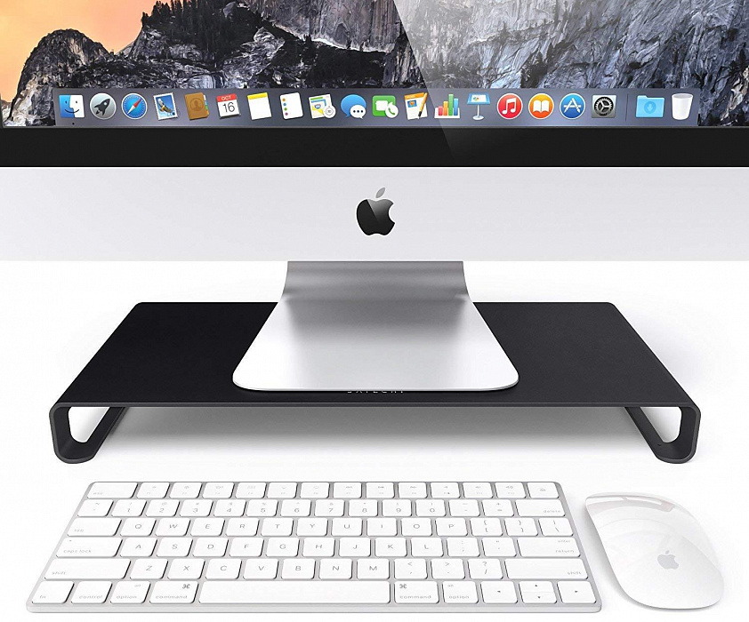 Алюминиевая подставка Satechi Universal Aluminum Unibody Monitor Stand (ST-ASMSJ) для монитора или ноутбука (Jet Black) купить в интернет-магазине icover