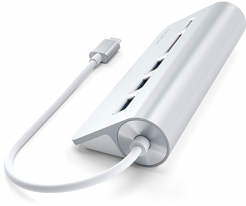 USB-концентратор Satechi Aluminum USB 3.0 Hub & Card Reader ST-TCHCRS (Silver) купить в интернет-магазине icover