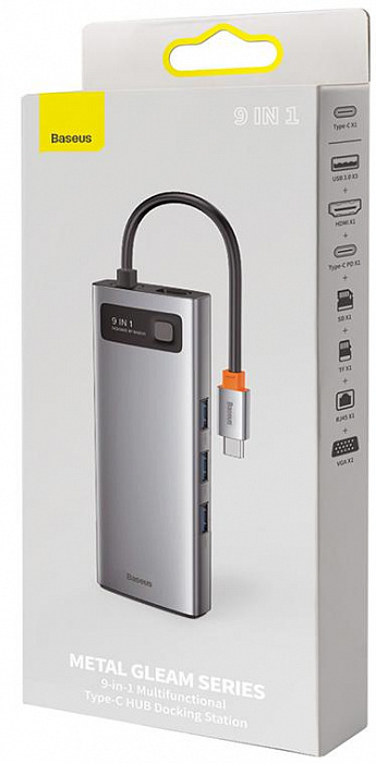 Хаб Baseus Metal Gleam Series 9-in-1 CAHUB-CU0G (Space Grey) купить в интернет-магазине icover
