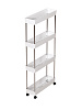 Этажерка узкая Ridberg 4-х ярусная на колесах (White) купить в интернет-магазине icover