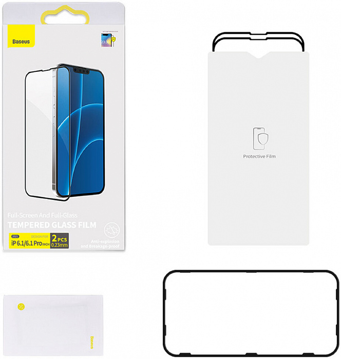 Защитное стекло Baseus Curved Crack-resistant edges 0.23 (SGQP020201) для iPhone 13 Pro Max (Black) купить в интернет-магазине icover