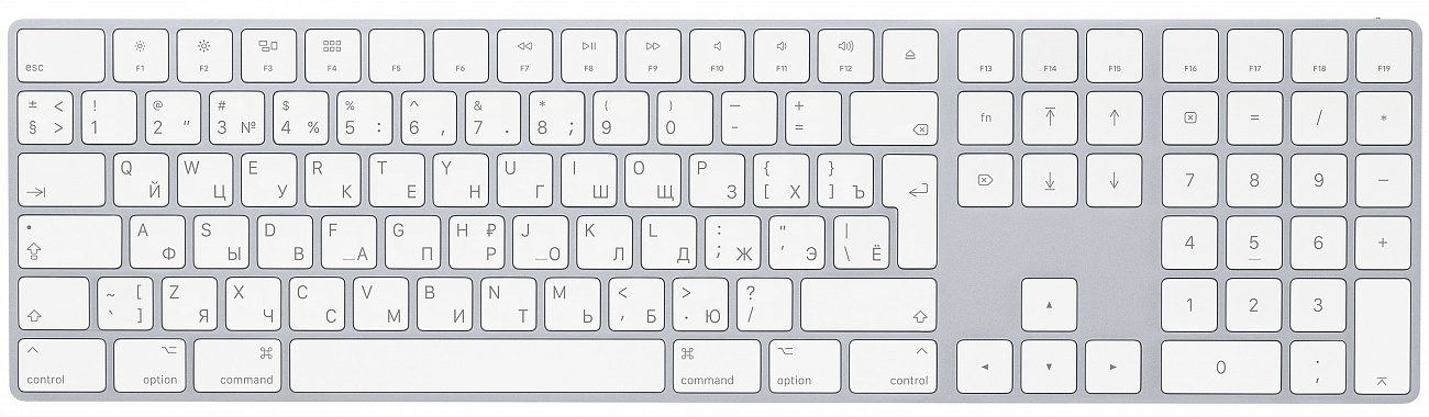 Клавиатура Apple Magic Keyboard with Numeric Keypad (MQ052RS/A) беспроводная с Bluetooth (Silver) купить в интернет-магазине icover