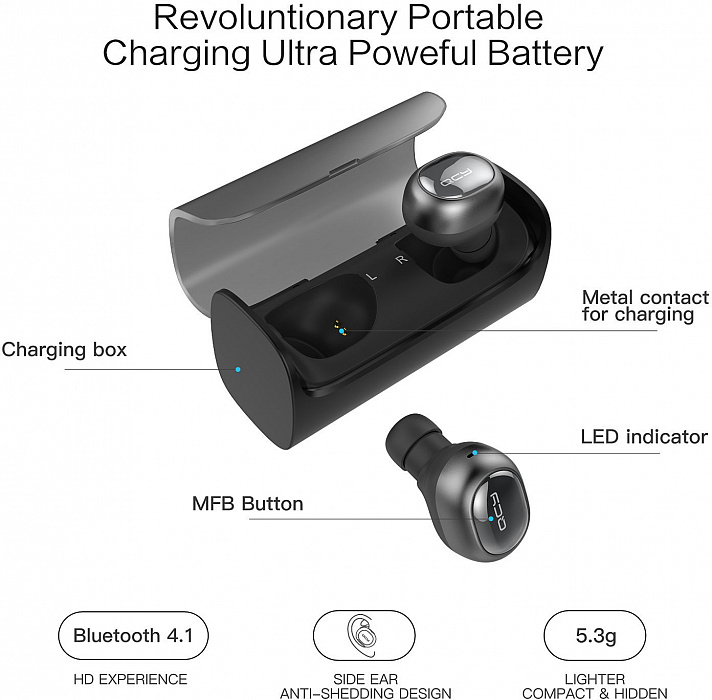 Bluetooth-наушники QCY Q29 Pro с микрофоном (Dark Grey) купить в интернет-магазине icover