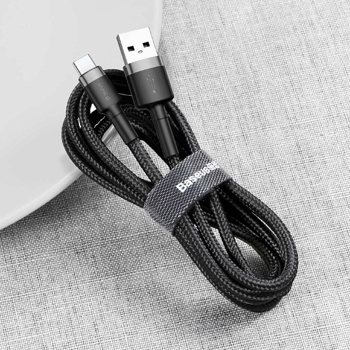 Кабель Baseus Cafule Series USB/USB-C 2m CATKLF-CG1 (Gray/Black) купить в интернет-магазине icover