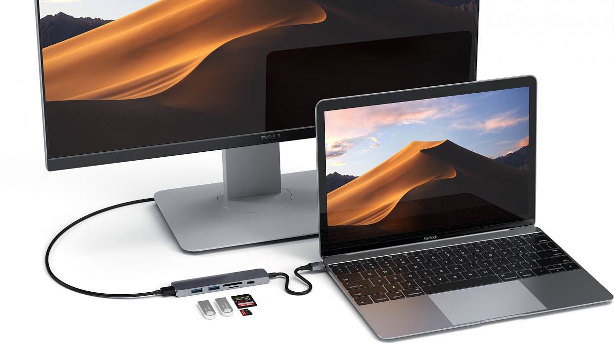 USB-концентратор Satechi Slim Multi-Port V2 (ST-SCMA2M) Type-C 4K (Space Gray) купить в интернет-магазине icover