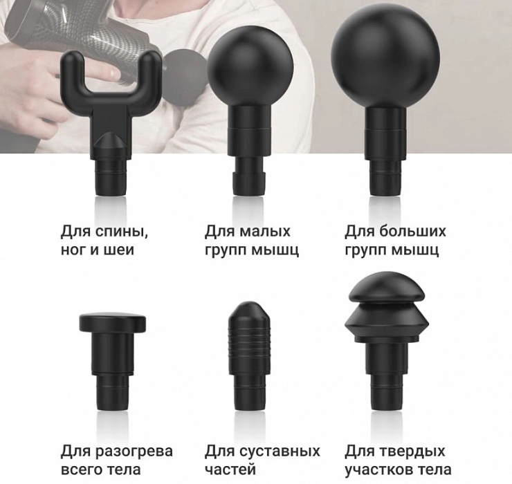 Перкуссионный массажер GESS Revolver (Black) купить в интернет-магазине icover