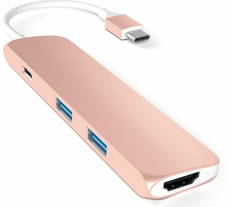 Мультипереходник Satechi Slim Aluminum Type-C Multi-Port Adapter ST-CMAR 4K HDMI (Rose Gold) купить в интернет-магазине icover