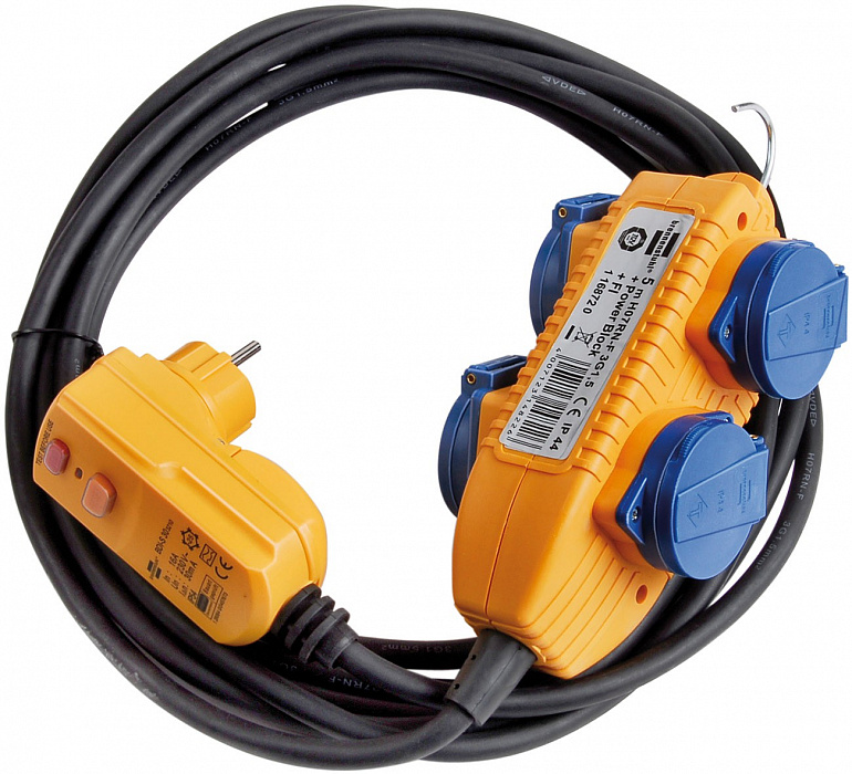 Brennenstuhl RCD Protected Lead, 5 м (B1169200) - удлинитель сетевого кабеля с системой защиты УЗО (Yellow/Black) купить в интернет-магазине icover