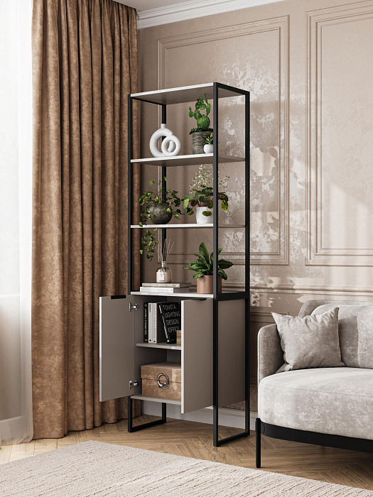 Стеллаж лофт RIDBERG DENVER модуль 1 (Cashmere/Black) купить в интернет-магазине icover