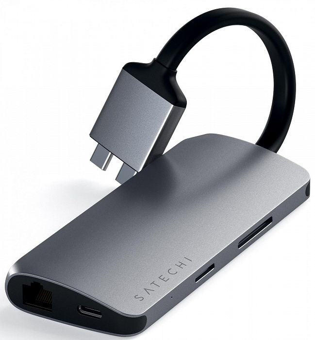 Адаптер Satechi Type-C Dual Multimedia Adapter ST-TCDMMAM (Space Grey) купить в интернет-магазине icover