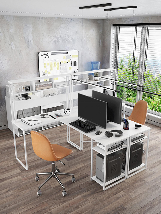 Стол компьютерный угловой лофт Ridberg ALASKA (White) купить в интернет-магазине icover