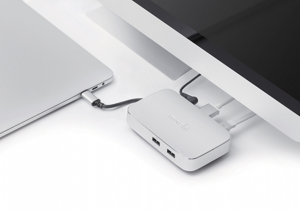 Док-станция Moshi Symbus Compact USB-C Dock (99MO084209) для ноутбука с поддержкой USB-C/Thunderbolt 3 (Silver) купить в интернет-магазине icover