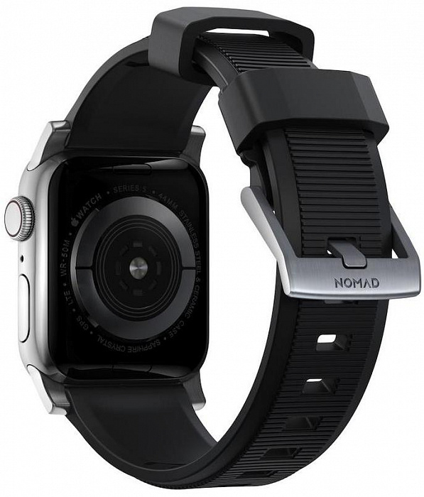 Ремешок Nomad Rugged Strap (NM1A41SN00) для Apple Watch Series SE/6/2/3/4 42/44 mm (Black/Silver) купить в интернет-магазине icover