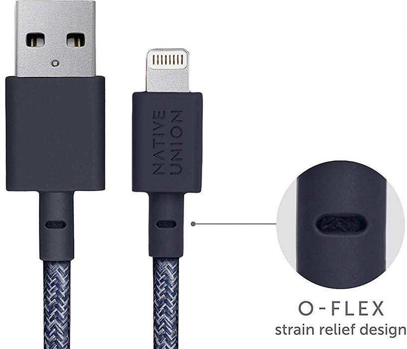 Кабель для iPhone, iPad Native Union Belt (BELT-KV-L-IND-2) USB to Lightning 1.2m (Indigo) купить в интернет-магазине icover