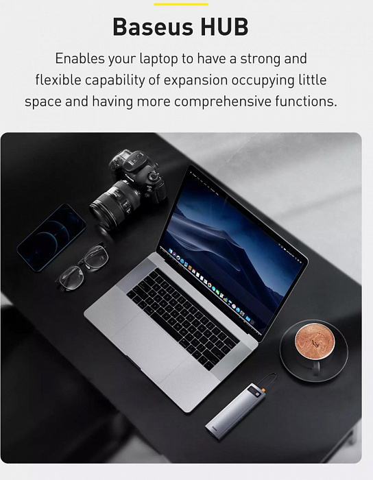 Хаб Baseus Metal Gleam Series 11-in-1 CAHUB-CT0G (Space Grey) купить в интернет-магазине icover