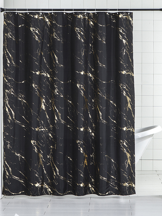 Штора для ванной комнаты Ridberg с блестками 180x200 см (Black/Gold) купить в интернет-магазине icover