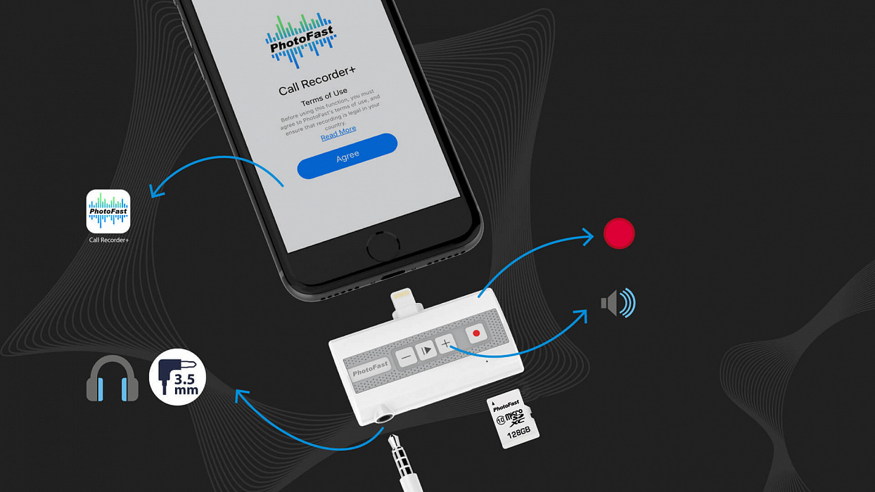 Рекордер PhotoFast Call Recorder для iOS-устройств (White) купить в интернет-магазине icover
