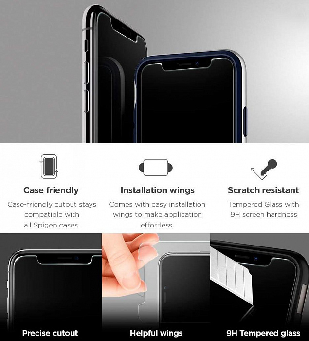 Защитное стекло Spigen Glas.tR SLIM HD (063GL24514) для iPhone Xs/X/11 Pro (Clear) купить в интернет-магазине icover