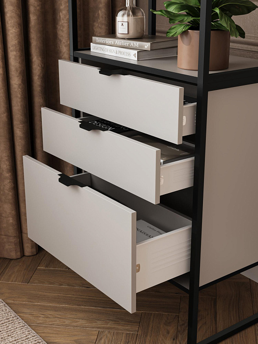 Стеллаж лофт RIDBERG DENVER модуль 2 (Cashmere/Black) купить в интернет-магазине icover