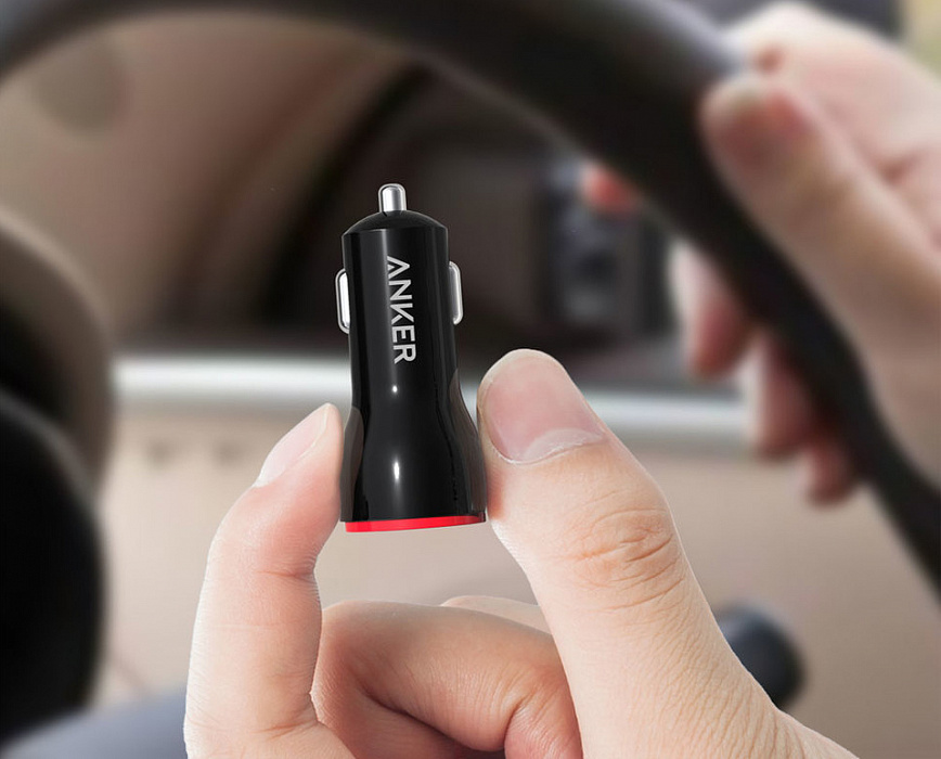 Автомобильное зарядное устройство Anker PowerDrive 2 & Lightning Cable (B2310011) для iPhone/iPad (Black/Red) купить в интернет-магазине icover