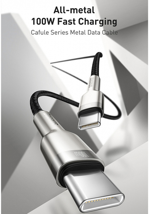 Кабель Baseus Cafule (CATJK-C01) USB Type C 100W 1m (Black) купить в интернет-магазине icover