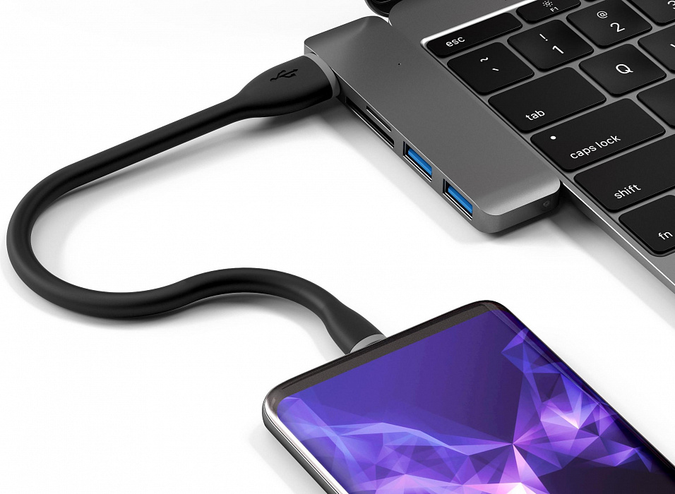 Кабель Satechi Flexible (ST-FCC10B) USB-A to USB-C 25 см (Black) купить в интернет-магазине icover