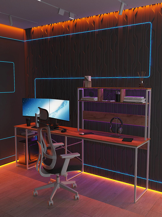 Стол компьютерный угловой лофт Ridberg ALASKA (Oak/White) купить в интернет-магазине icover