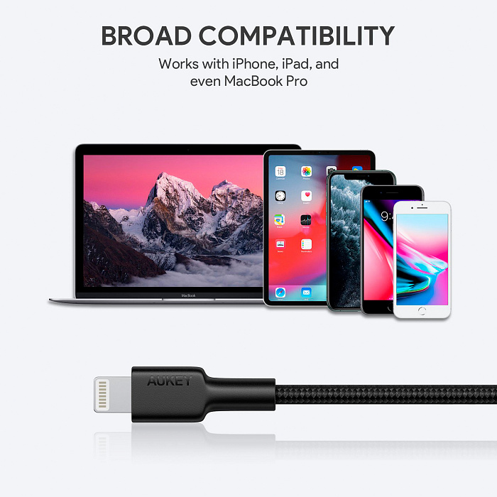 Кабель для iPod, iPhone, iPad Aukey Braided Nylon (CB-CL1) USB-C to Lightning 1.2m (Red) купить в интернет-магазине icover
