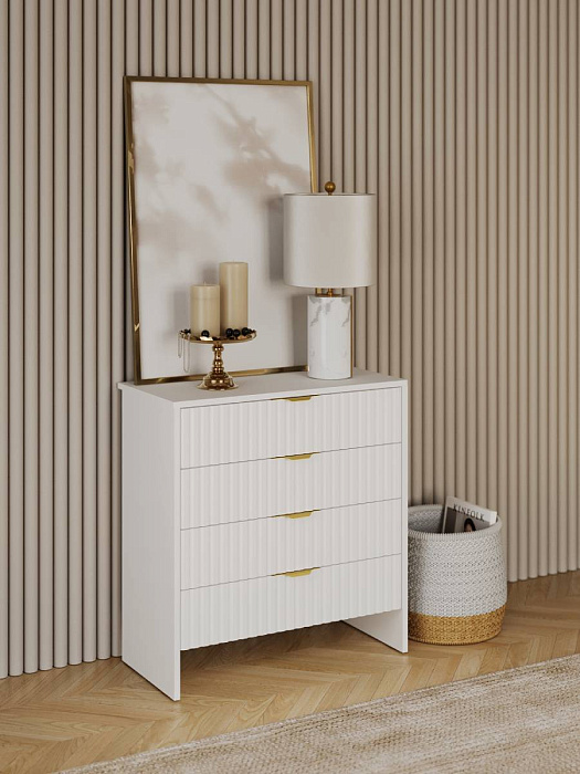 Комод RIDBERG LUGANO 4Я (White/Gold) купить в интернет-магазине icover