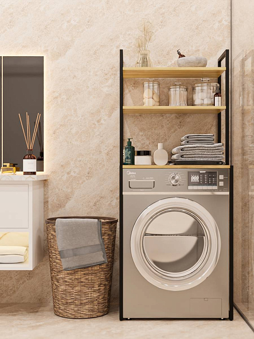 Стеллаж лофт над стиральной машинкой RIDBERG ATLANTA (Oak/Black) купить в интернет-магазине icover