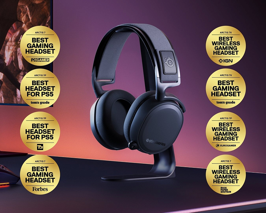 Игровые беспроводные наушники SteelSeries Arctis 7+ SS61470 (Black) купить в интернет-магазине icover