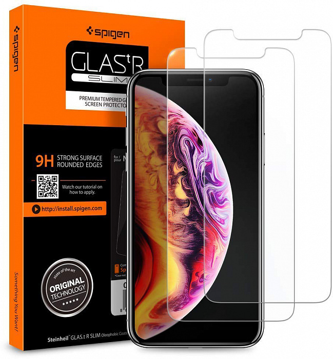 Защитное стекло Spigen Glas.tR SLIM 2 pack (064GL25106) для iPhone XR (Clear) купить в интернет-магазине icover