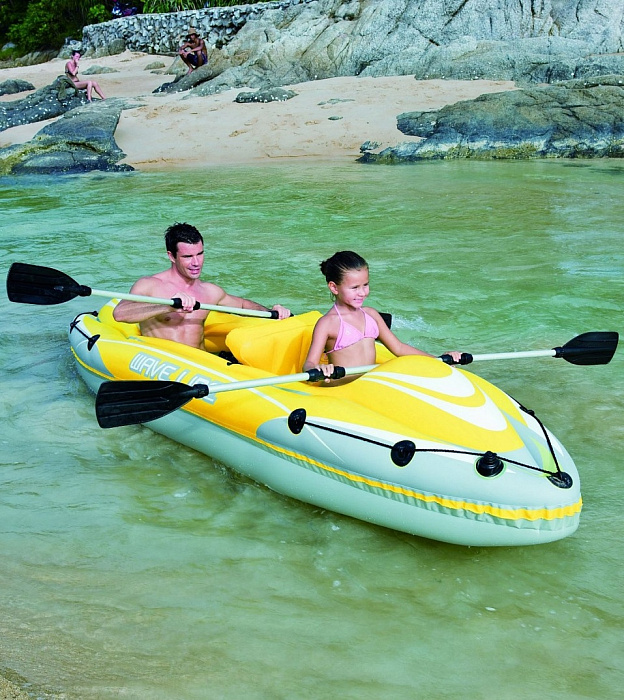 Bestway Wave Line (бв65020) - надувная лодка-каяк с веслами (Yellow/Grey) купить в интернет-магазине icover