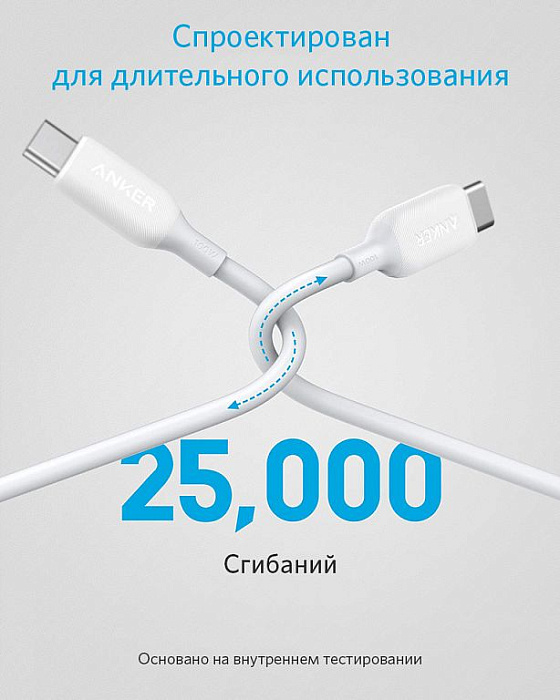 Кабель Anker PowerLine III (A8856H21) USB-C 100W 1,8м (White) купить в интернет-магазине icover
