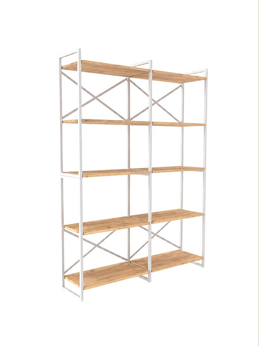 Стеллаж двойной лофт RIDBERG CHICAGO 5 полок (Oak/White) купить в интернет-магазине icover