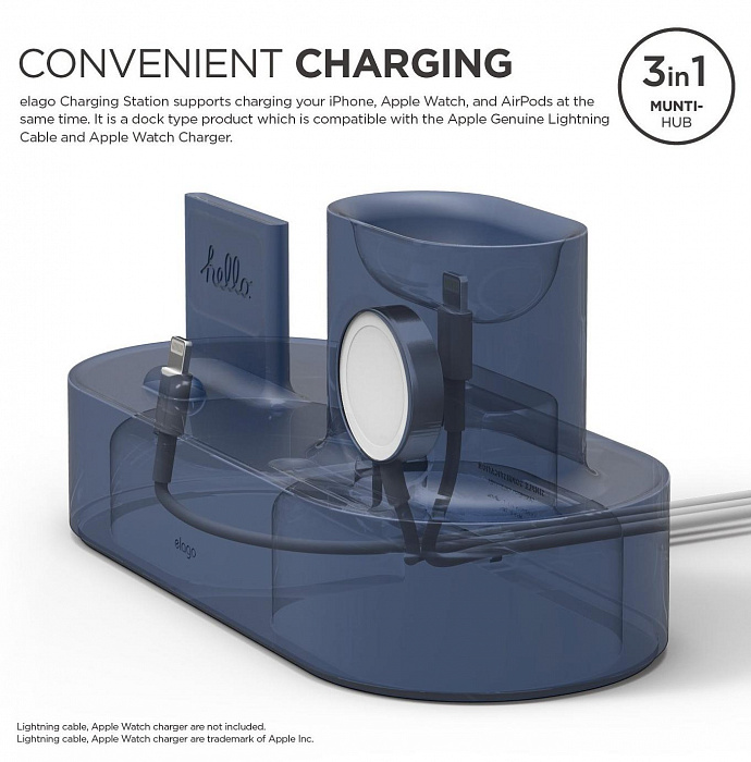 Док-станция Elago Charging Hub 3 in 1 (EST-TRIO-JIN) для устройств Apple (Jean Indigo) купить в интернет-магазине icover